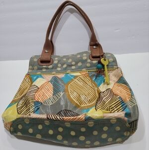 Fossil Key -per Colorful tote Coated Women's  shoulder Bag 15×12×4 in.